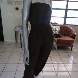 Elegant Brown Strapless Jumpsuit